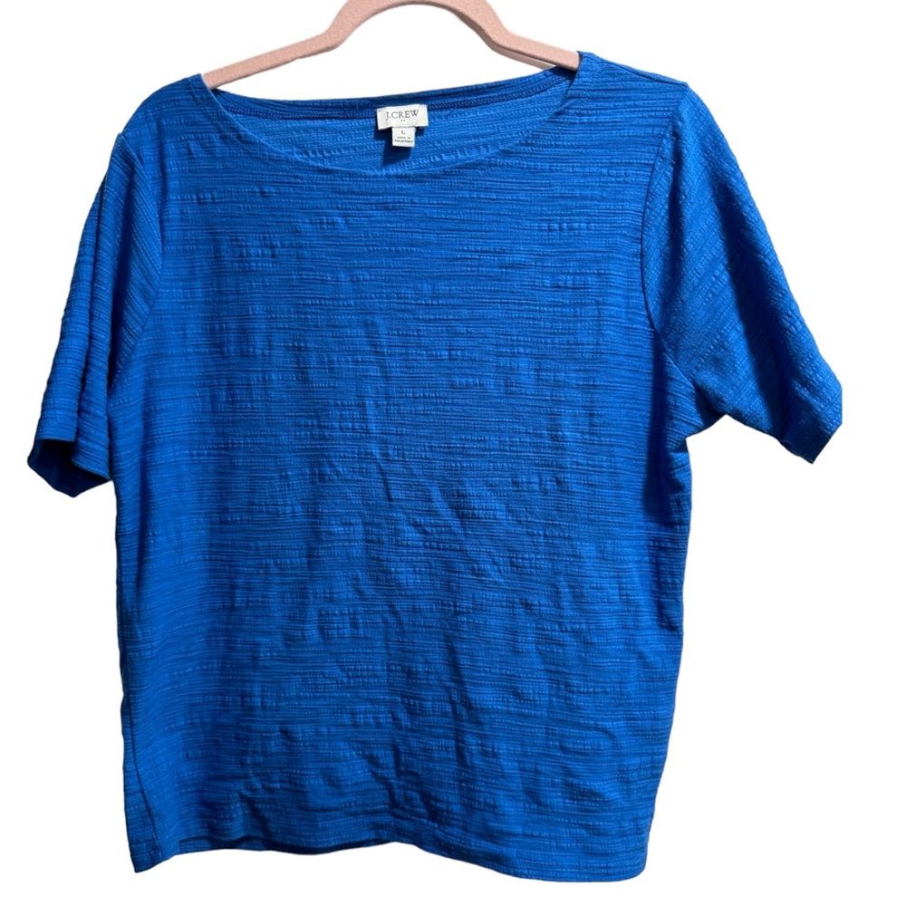 J. Crew Textured Short Sleeve Top, Blue, size Large